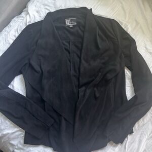 Kut From The‎ Kloth Women's Black Small Jacket Faux Suede Pockets Open Drape